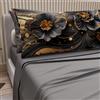 PETTI Artigiani Italiani - Lenzuola in Cotone con Federe in Stampa Digitale, Lenzuola Una Piazza e Mezza, Completo Letto Una Piazza e Mezza, Floreale 22 Grigio Scuro, 100% Made in Italy