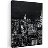 MuchoWow© Stampa su Tela Canvas Quadri per il Soggiorno Quadro Camera da | 50x70 cm - Letto Decorazioni Parete Skyline - Nero - Bianco - New York - America