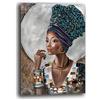Printerland Quadro Moderno Etnico Ragazza Africa Quadri moderni soggiorno da Parete XXL grande Stampa su tela Canvas Decorazione Murale muro Arredo Camera da letto Cucina (70x100 cm, 9)