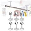 Tissting 6 Staffe Soffitto Asta Tende Acciaio Inox Argento 3 Fori Casa Soggiorno | Ganci Fissaggio Tre Fori Struttura Ispessita Alta Portata, Montaggio Semplice Per Bastoni Tende E Tubi Armadio