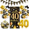 Alaoo 40 Anni Striscione di Compleanno, Unisex, Oro Nero,Verticale | 40 Anni Set di Decorazioni di Compleanno, Adatto per Decorazioni per Feste di Compleanno