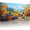 MHARTK66 Quadri Moderni Soggiorno Grandi, 50x100 cm Stampe da Parete Uva e Vino in Paesaggio Vitivinicolo, Quadro Camera da Letto Su Tela Decorazioni Parete Sala Da Pranzo Cucina Bagno