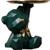 RuiDay Statua Orso Geometrico con Vassoio, Svuota Tasche da Ingresso Design, Svuotatasche, Statua di Orso in Resina Vassoio Decorativo, Vassoio Portaoggetti, Porta Caramelle (Verde Scuro/A)