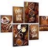 Novart Quadros Immagini di cucina Caffè - Nessuna Cornice Necessaria - Collage Moderno Marrone - Cucina Sala da pranzo - N034263a