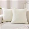 CYCMACO 2 Pezzi Federe Cuscini In Finto Lino 45x45, Fodere Per Cuscini Divano Decorativo, Copricuscini Divano Con Cerniera Invisibile, Moderni, Comodo Robusto, Per Soggiorno Camera, Bianco