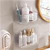 Diesisa 2 Pezzi Mensola Doccia Senza Foratura, Mensole Bagno a Parete, Porta Oggetti Doccia Adesive, Organizer Doccia Asciugatura Rapida, Porta Bagnoschiuma da Doccia per Bagno (Piccolo-Trasparente)