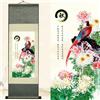 Newscz Decorazione artistica da parete asiatica per soggiorno, decorazione da parete verticale con pergamena in seta, poster artistico per quattro stagioni, decorazione orientale autunnale, pronta da