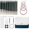 RUIDI Set Ferri Circolari Intercambiabili, Set Ferri da Maglia Circolari | 10 Paia 3,5-10 mm Ferri Circolari in Bambù, Kit Ferri da Maglia con Punte 11 cm e 4 Cavi (60/80/100/120 cm)