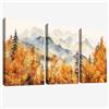 HALFLEMART 3Pcs Acquerello autunno foresta di montagna Stampa su tela Con Cornice Arancione nebbioso forestale Pittura Quadri su tela Quadri Moderni Bagno Camera da Letto Soggiorno Stampe da Parete 30x40cm x3