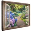 MuchoWow© Quadri Moderni Soggiorno Poster Da Parete Decorazioni Muro | 70x50 cm - Salotto Quadro Grande Foto Con Cornice Stampe Su Tela Camera Da Letto Vista - Giardino - Finestra - Ortensia