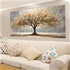 PEWFBS Grande formato dorato albero della vita foglia d'oro dipinto arte paesaggio naturale poster pittura quadri da parete soggiorno (75x150 cm/senza cornice)