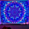 OSVINO Luce nera Mandala Arazzo 130X150CM Psichedelico Arazzo Boho Sfondo Colorato Arredamento della Camera Bohémien Reattivo ai Raggi UV Poster Murali Hippy per Camera da Letto