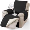 CYCMACO Universale Copripoltrona Grande 1 Posto Relax Reclinabile, Nero | Antiscivolo Copripoltrona Elettrica Reclinabile, Copri Poltrona Con Braccioli, Copripoltrone Con Tasche Laterali