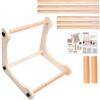 Generico Embroidery Stand, Quilting Frame, Stitching Holder, Adjustable Height, Wooden and ABS Build, Crafting Needlework Display Tool, 11.8x11.8x15.7 Inches, Natural Brown, 1 Piece