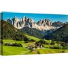 canvashop Quadro Montagna Dolomiti 120x70 cm Val Di Funes Santa Maddalena | Quadri Moderni, Soggiorno, Paesaggio Estate, Natura, Stampa Su Tela Canvas
