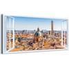 Generico Quadro finestra panorama Bologna Due Torri - Stampa su tela con telaio in legno - 80x40 cm