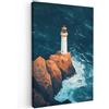 MuchoWow© Stampa Foto Quadro Moderno Quadri Moderni Soggiorno Con Cornice | 20x30 cm - Stampe Da Parete Camera Da Letto Matrimoniale Decorazione Canvas Faro - Roccia - Mare - Onde