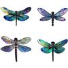 Generico Dragonfly Outdoor Decor, Dragonfly Wall Art - Arte della parete in legno di Dragonfly per soggiorno | 4 pezzi DEGAZIONI DEL GARDAR COLOREFFICE SCULTURE AVPETTI OUTDOOR PER PATIO, SOGGIO E CAMERA DA BE