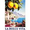 KUSTOM ART Poster Decorativo da Parete Serie Paesaggi e Città Scorcio Amalfi con Limoni La Dolce Vita Italia Stampa su Carta Patinata 40x30cm Senza Cornice