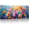 FajerminArt Grande Quadri su Tela Con Cornice, Fiori Vintage Colorati Quadro Tela Moderni Stampa su tela Poster Pittura Soggiorno Camera da letto ristorante Decorazione Murale Quadro 120x50cm