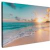 MuchoWow© Quadro Camera Da Letto Quadri Soggiorno Decorazione Parete Quadri | 120x80 cm - Moderni Su Tela Stampe Foto Con Cornice Quadretti PosterTramonto - Spiaggia - Mare - Estate - Blu