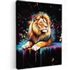 MuchoWow© Quadro Camera Da Letto Quadri Soggiorno Decorazione Parete Quadri | 50x70 cm - Moderni Su Tela Stampe Foto Con Cornice Quadretti Poster Casa Leone - Schizzi - Colorato