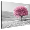 MuchoWow© Stampa Foto Quadro Moderno Quadri Moderni Soggiorno Con Cornice | 90x60 cm - Stampe Da Parete Camera Da Letto Matrimoniale Decorazione CanvasAlbero - Rosa - Bianco e nero - Natura - Fiori