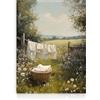 Dazzlewall Quadro Giorno del Lavaggio Stile Farmhouse Sereno, Poster con Campo Fiorale Idillico e Campagna Rustica per Lavanderia Camera da Letto Soggiorno Stile Farmhouse 30×40 cm Senza Cornice