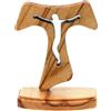 Holyart Crocifissi da tavolo: Tau con base crocifisso incavato legno Assisi 5 cm