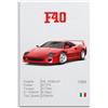 LADV Poster su tela, motivo: supercar F40, decorazione artistica da parete su tela, 30 x 45 cm
