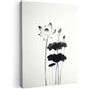 MuchoWow© Quadri Moderni Camera Da Letto Foto Quadro Con Cornice | 50x70 cm - Decorazioni Parete Soggiorno Stampa Su Tela Moderna Casa Salotto Poster Foglie - Loto - Nero - Essenziale