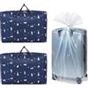 Marjoramy 2 Pezzi 87L Borsa Portaoggetti Grande,Borse Trasloco Con Cerniera,Borsa Da Viaggio Impermeabile Oxford per Trasloco, Biancheria Da Letto, Viaggi, Campeggio,Giardino