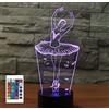 SUPERRUIDALONG 3D Artistico Balletto Ragazza Telecomando 16 Colori Luci Notte Illusione Acrilico LED Tavolo Comodino Lampada Da Letto Bambini Scrivania Decor Regali di Compleanno Giocattolo per Bambini