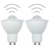 Generico eufeifeiegds Lampadina LED GU10 con sensore di movimento PIR da 2 pezzi, 6 W, 85-265 V, luce sensibile for corridoio, balcone, patio(Warm White 3000K)
