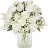 SOMYTING SOMYHING Peonie artificiali, bouquet finte bianchi, 2 fasci seta, peonie per feste nozze, centrotavola, decorazione casa (bianco)