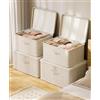 Generic Cesto Portaoggetti in Lino e Cotone Pieghevole per Organizzazione Domestica, Organizzatore per Vestiti con Coperchio e Maniglie, Soluzione Salvaspazio Antipolvere
