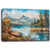 Printerland Quadro Moderno Montagna lago barca Quadri moderni soggiorno da Parete XXL grande Stampa su tela Canvas Decorazione Murale muro Salone Arredo Camera da letto Cucina (17, 40x70 cm, Canvas intelaiato)