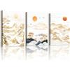 WENGTIAO 3 Pezzi Stampa su Tela Astratto Montagna Tramonto Con Cornice | Quadro su Tela Pino Albero Nuvole Natura Paesaggio Quadro Moderno Soggiorno Camera da Letto Decorazioni Parete 30x40cmx3