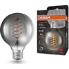 OSRAM Vintage 1906 Lampada a LED tinta fumo, 7.8 W, 360 lm, forma a sfera diametro di 80 mm e calzini E27, bianca calda, filamento a spirale, dimmerabile, fino a 15.000 ore di durata della vita