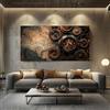 ZORYAN Quadro Moderno Camera da Letto Meccanico Senza Cornice 70x140cm | Steampunk Decorazione Murale Orologio Vintage Stampa su Tela Mappa del Vecchio Mondo per Soggiorno Ufficio