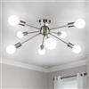 LynPon Modern Sputnik Plafoniera 8-Luce Nichel Lampada Argento Lampadario Camera da Letto Cromo illuminazione per soggiorno Cucina Bar Ristorante