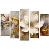 AREDE Set di 5 Stampe da Parete Quadri Moderni Decorazioni da Muro per Casa Soggiorno Camera da Letto e Cucina Bellissimo fiore bianco e oro| 120 x 80 cm | Pronto da appendere