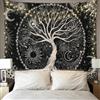 Betylifoy Albero della Vita Luna e Sole Arazzo Appeso a Parete Nero Mandala Psichedelico Arazzo da Parete Stellato Decorazione da Parete Hippie per Camera da Letto (Albero, 130x150cm)