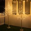 DELICHTER Set di 2 alberi di Natale bianchi con timer, albero luminoso con funzione dimmer, albero di betulla con LED bianco caldo, alimentato a rete con adattatore impermeabile per interni ed