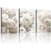 WENGTIAO 3 Pezzi Floreale Bianco Quadro su Tela Incorniciato 30x40cmx3 | Stampa su Tela Estetica Rosa Bianca e Peonia in Fiori Quadri Moderni Soggiorno Camera da Letto Decorazioni Parete