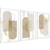 DekoArte - Quadri moderni soggiorno MINIMALIST GOLD 50x70 cm x3 pezzi - Quadri con cornice bianco incluso