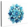 MuchoWow© Stampa su Tela Canvas Quadri per il Soggiorno Quadro Camera da | 60x40 cm - Letto Decorazioni Parete Mandala - Blu - Bianco - Fiori