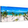 Generico Panorama tropicale con palme e sabbia bianca sul mare caraibico - Quadro stampa su tela con telaio in legno - 120x60 cm