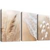 HALFLEMART 3Pcs Stampa su tela Con Cornice Boho Beige Mare Spiaggia Pittura Canna della Pampa Dente di Leone Quadri su tela Quadri Moderni Soggiorno Camera da Letto Corridoio Stampe da Parete 30x40cm x3