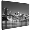 MuchoWow© Stampe Su Tela Quadro Soggiorno Quadri Camera Da Letto Moderni | 80x60 cm - Accessori Salotto Poster Da Parete Con CorniceNew York - Ponte - Brooklyn - Bianco e nero - Architettura